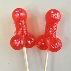 Set/16 Bachelorette Red Penis lollipops Hard Candy penis lollipop, Girls Gone Wild, bachelorette party favors, night club party, naughty image 4