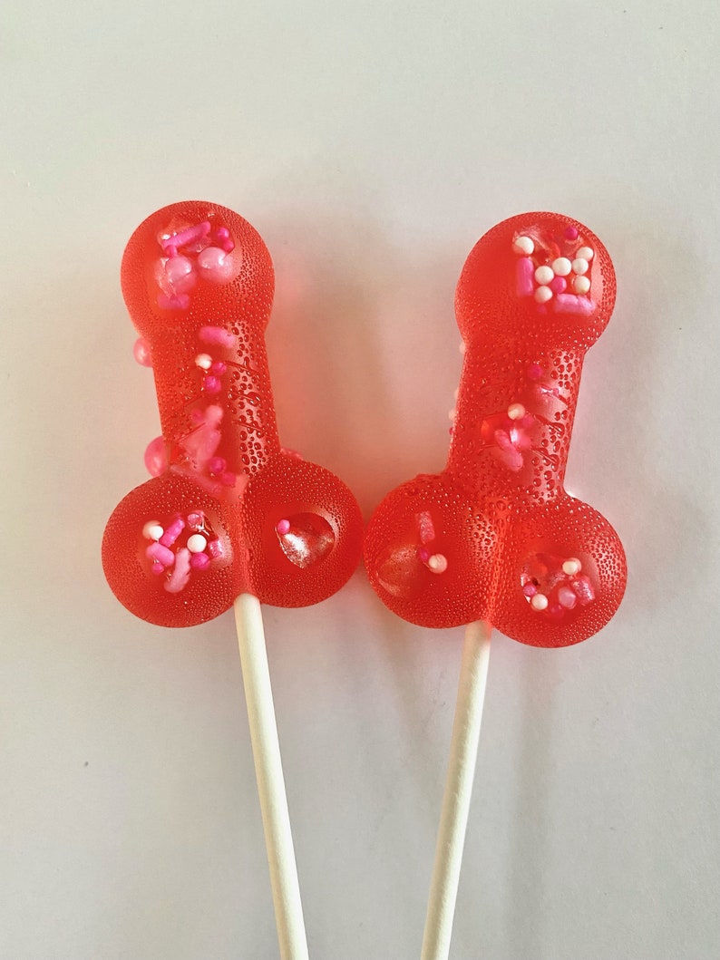 Set/16 Bachelorette Red Penis lollipops Hard Candy penis lollipop, Girls Gone Wild, bachelorette party favors, night club party, naughty image 4