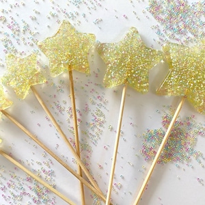 Glitter Star Lollipops: Cake or Cupcake Toppers - Party Candy Favors (Count 12)