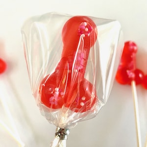 Set/16 Bachelorette Red Penis lollipops Hard Candy penis lollipop, Girls Gone Wild, bachelorette party favors, night club party, naughty image 5