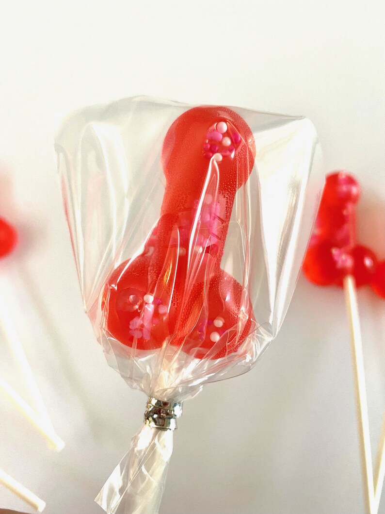 Set/16 Bachelorette Red Penis lollipops Hard Candy penis lollipop, Girls Gone Wild, bachelorette party favors, night club party, naughty image 5