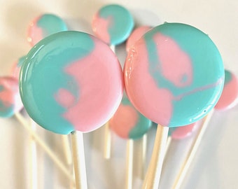 Set/16 Cotton Candy Lollipops - Opaque Hard Candy lollipop. For Birthday Party, Baby Shower, party favor, engagement party
