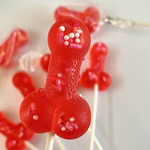 Set/16 Red Bachelorette Penis lollipops Hard Candy penis lollipop, Girls Gone Wild, bachelorette party favors, night club party, naughty image 3