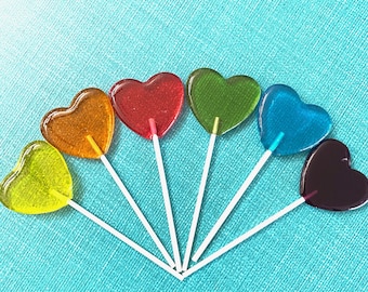 Set/18 Heart Lollipop - Hard Candy heart lollipops, Birthday party, Baby Shower party, engagement, special events, party favors