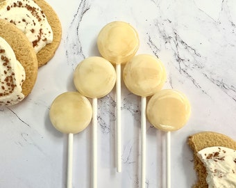 Set/16 Cookies and Cream Lollipops - Hard Candy Lollipop - Cookie Monster Birthday Party Theme - Party Favors - Cookie and Cream Candy