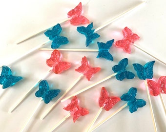 Mini Butterfly Lollipops: Birthday - Hard Candy - Party Favors - (Set of 24)