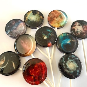 Cosmic Galaxy Lollipops: Space Themed Candy Party Favors - Outer Space Sweets (Count 12)