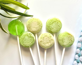 Honey Dew and Cream Lollipops: Gourmet Fruit Candy Party Favors (Set of 16)