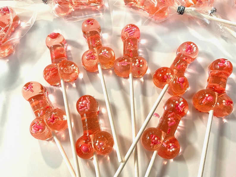 Set/16 Rose Gold Penis lollipops Hard Candy penis lollipop, Girls Night Out, bachelorette party favors, night club party image 7