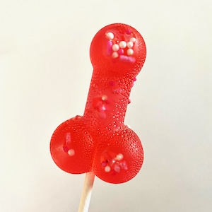 Set/16 Bachelorette Red Penis lollipops Hard Candy penis lollipop, Girls Gone Wild, bachelorette party favors, night club party, naughty image 2