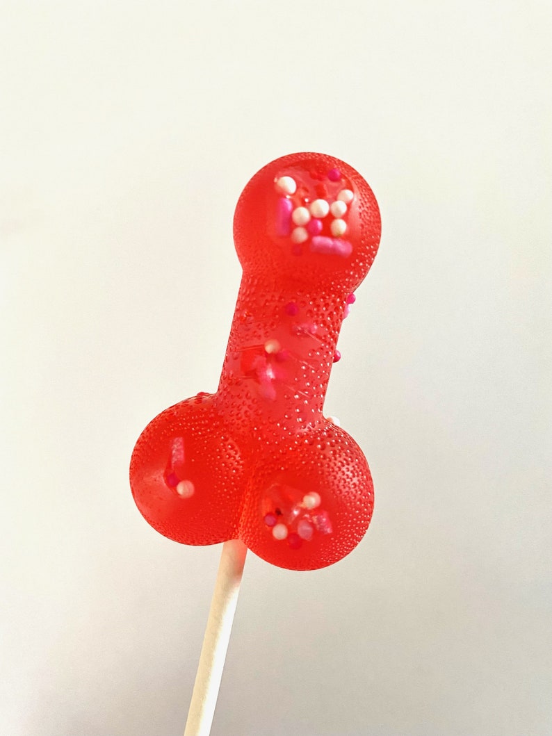 Set/16 Red Bachelorette Penis lollipops Hard Candy penis lollipop, Girls Gone Wild, bachelorette party favors, night club party, naughty image 1