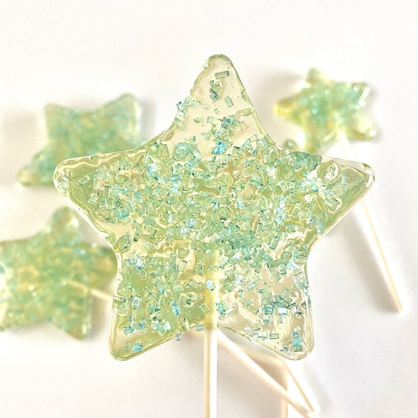 Set/12 Blue Glitter Diamond Star lollipops - Twinkle Twinkle little star - Birthday, Baby Shower, party favor, cake topper, cupcake topper