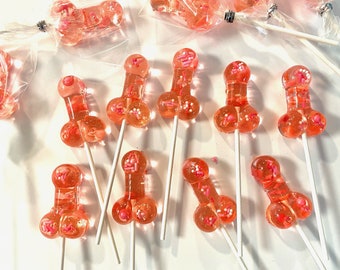Set/16 Rose Gold Penis lollipops - Hard Candy penis lollipop, Girls Gone Wild, bachelorette party favors, night club party