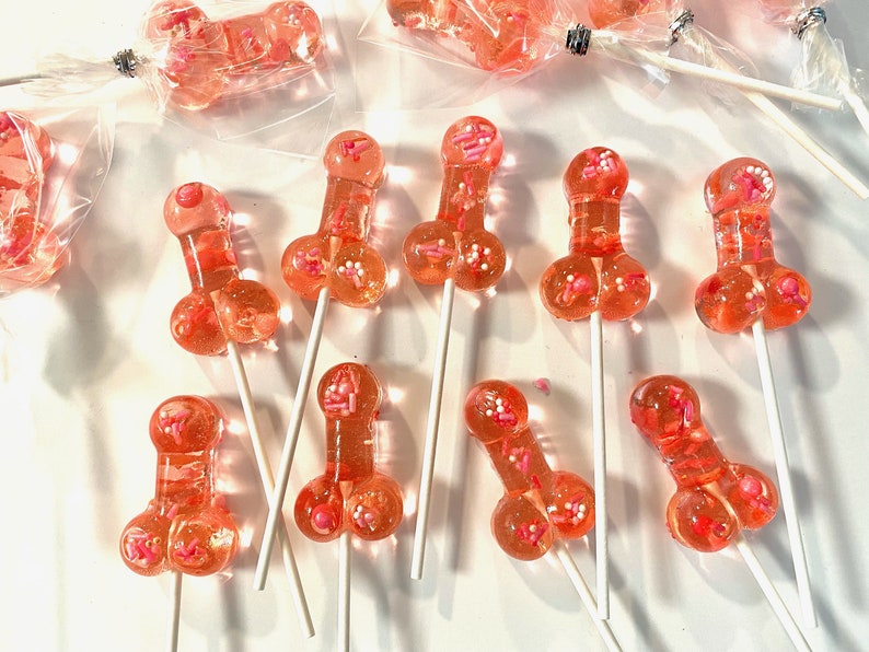 Set/16 Rose Gold Penis lollipops Hard Candy penis lollipop, Girls Night Out, bachelorette party favors, night club party image 5