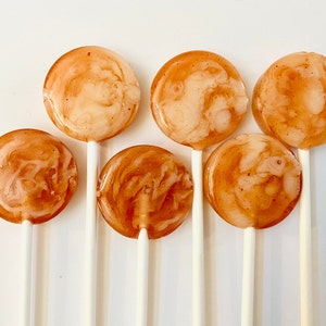 Set/16 Peach Iced Tea and Cream - Peach Iced tea flavored round candy lollipop. Summer flavor. Birthday, Baby Sower, Wedding favors