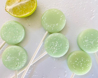 Set/16 Salty Margarita Hard Candy Round Lollipops, Fiesta Party, Birthday Party, Bachelorette party, Party Favor, Margarita mix drink