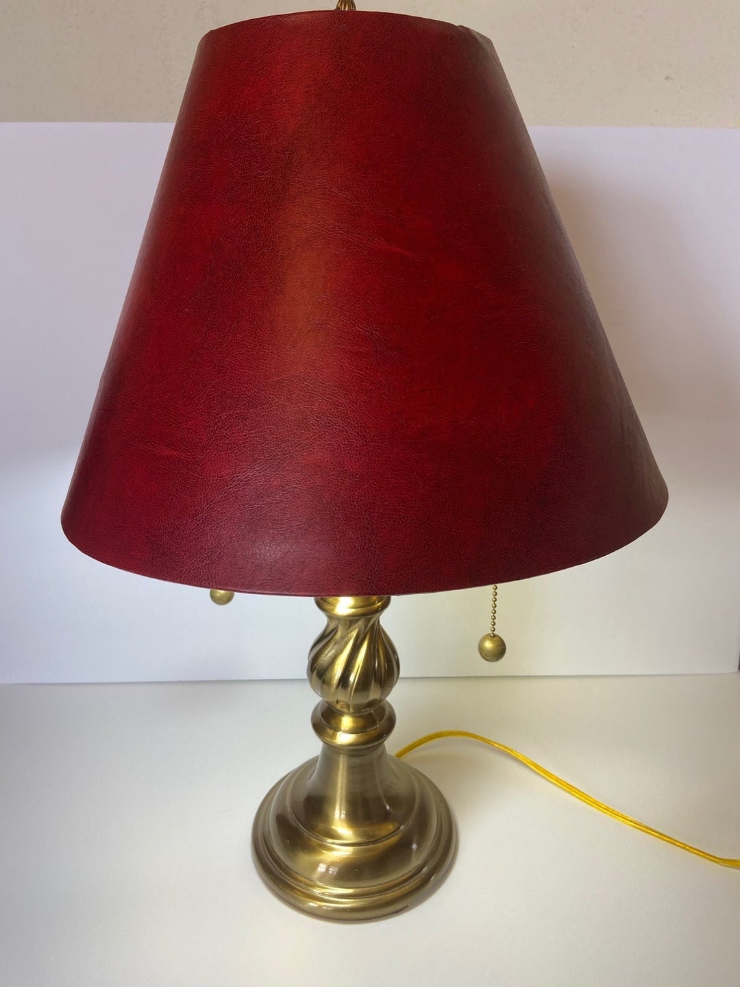 Stiffel Lamp With Dual Sockets Vintage With Red Shade Etsy