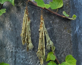 Extra Hand Large Statement Skeleton Arm Earrings - Halloween dark cottagecore aesthetic