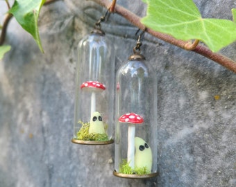 Adopt a Glow-In-The-Dark Ghost Earrings: Cottagecore Pet Ghost in a Jar
