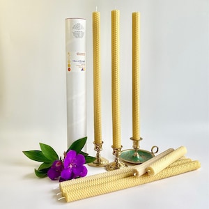 Beeswax candles extra tall. Sets 3. Celebration. Meditation. Hygge. Home ambience. Natural scent eco gifts image 1