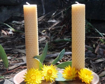 4 beeswax candle + wooden bases