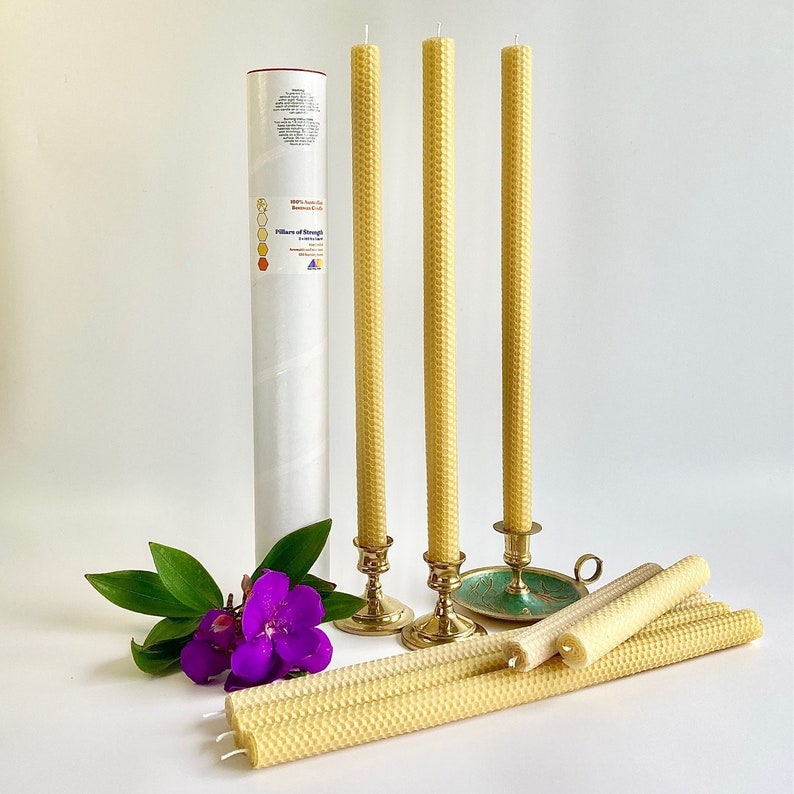 Beeswax candles extra tall. Sets 3. Celebration. Meditation. Hygge. Home ambience. Natural scent eco gifts image 1