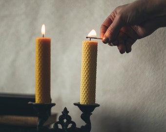 3 XL beeswax pillar candles