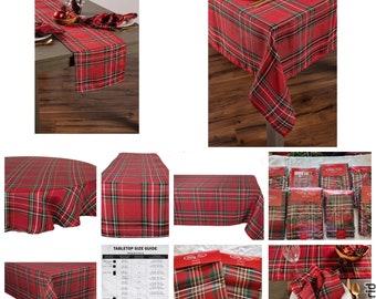 Plaid Red Holiday Christmas Table Cloths