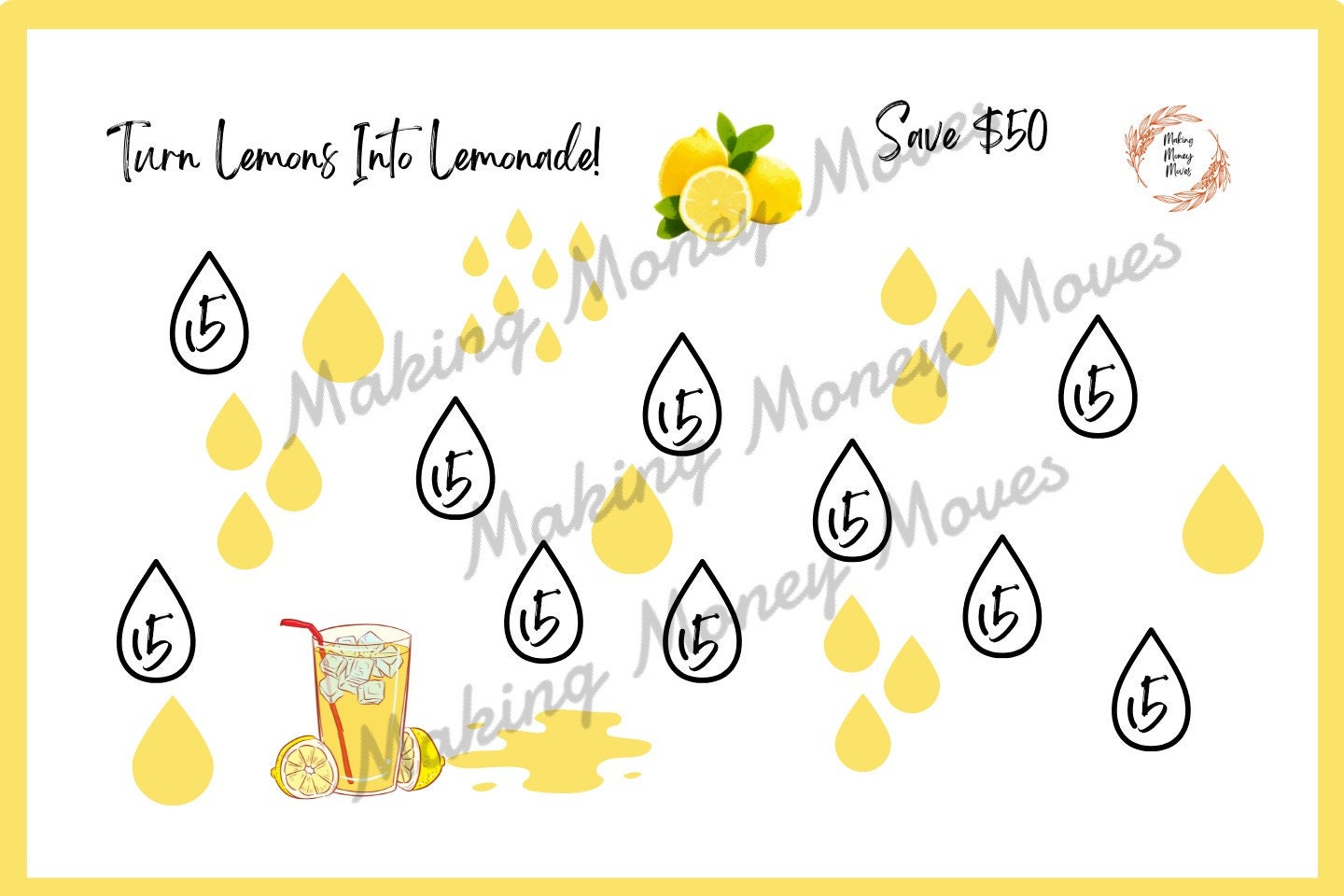 Savings Challenges//printables//turn Lemons Into Lemonade//3 Etsy