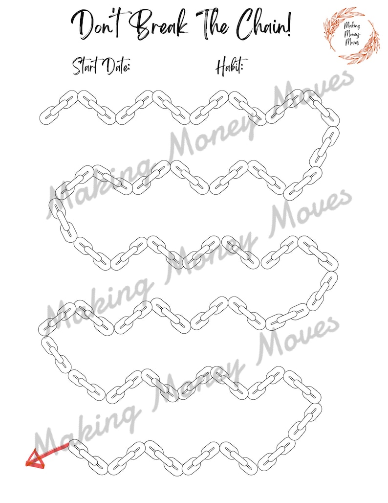 Printable Habit Tracker//don't Break the Chain//one - Etsy