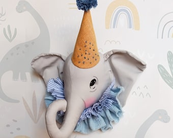 Elephant Head Elephant, Wall Mount Head Elephant, Baby Room Decor Stuffed Animal Heads, Nursery Decor House Kids decor