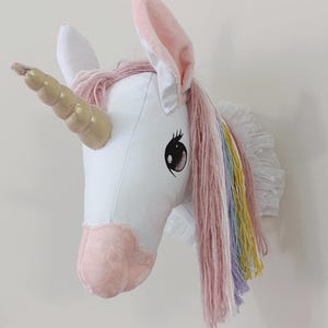 Unicorn Head, Wall Mount Head Unicorn, Baby Room Decor Stuffed Animal Heads Nursery Decor House Kids decor