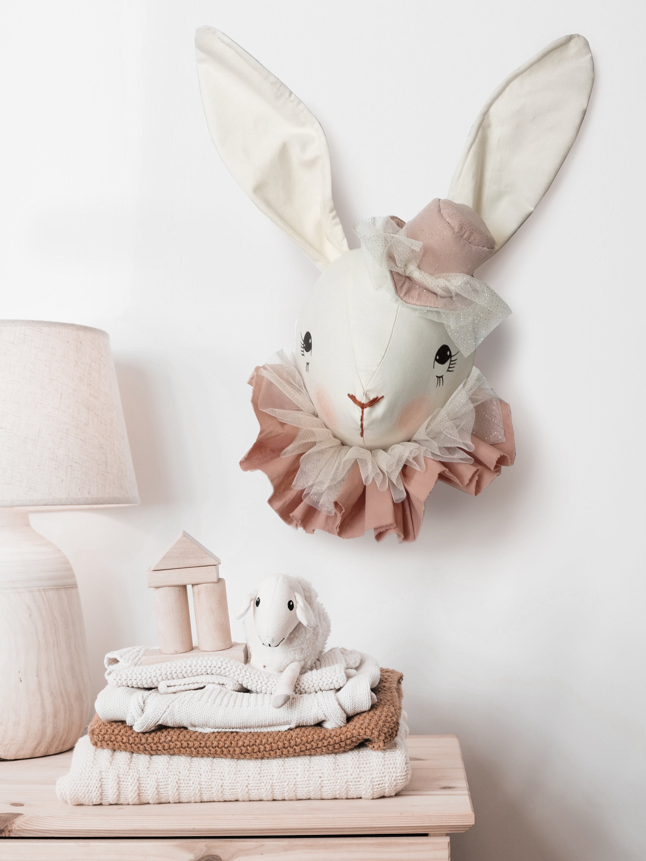 Rabbit Head, Wall Mount Head Rabbit, Baby Room Decor Stuffed Animal