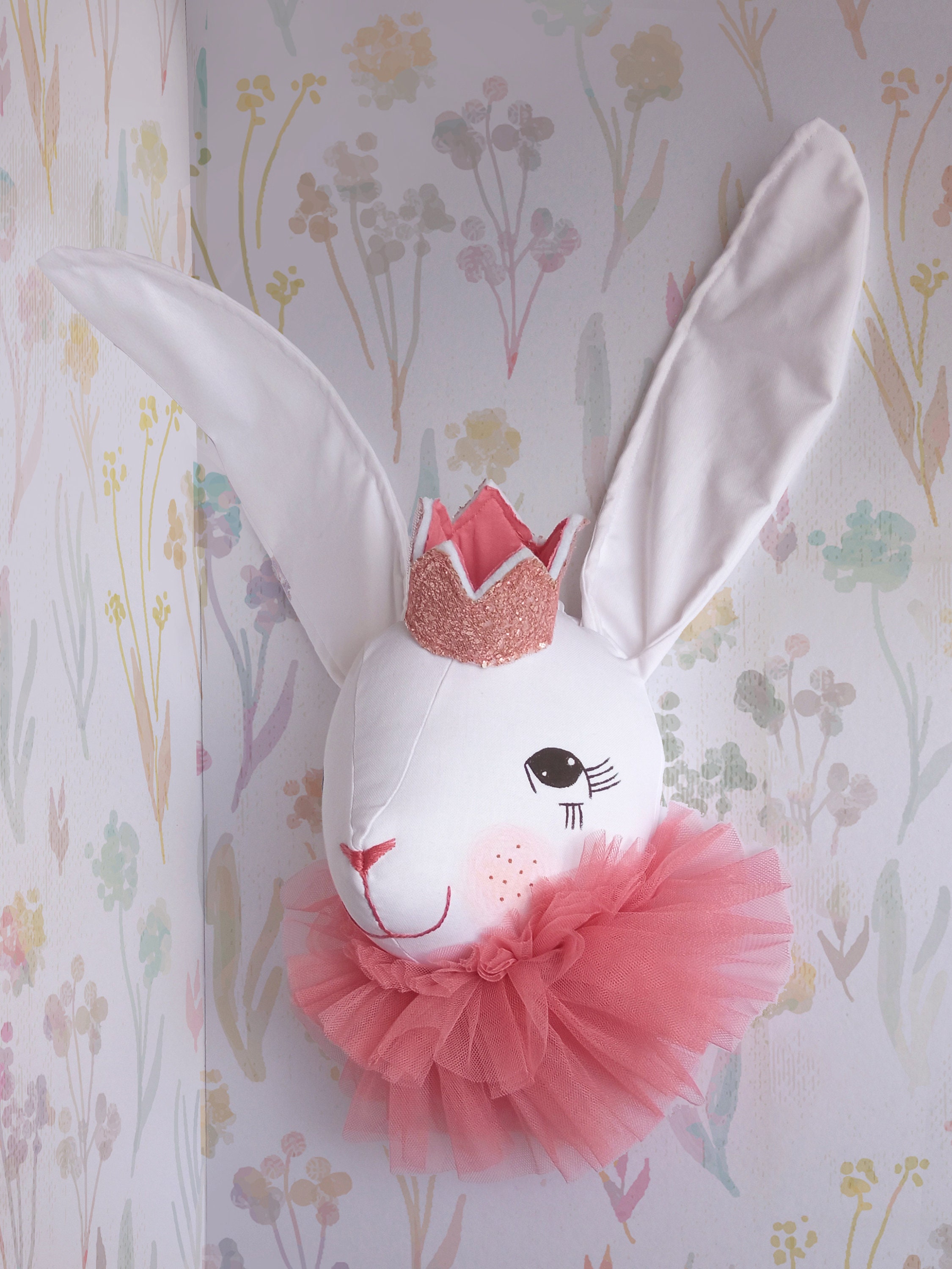 Stuffed Rabbit Head Wall Mount: Kids Room Decor - Etsy