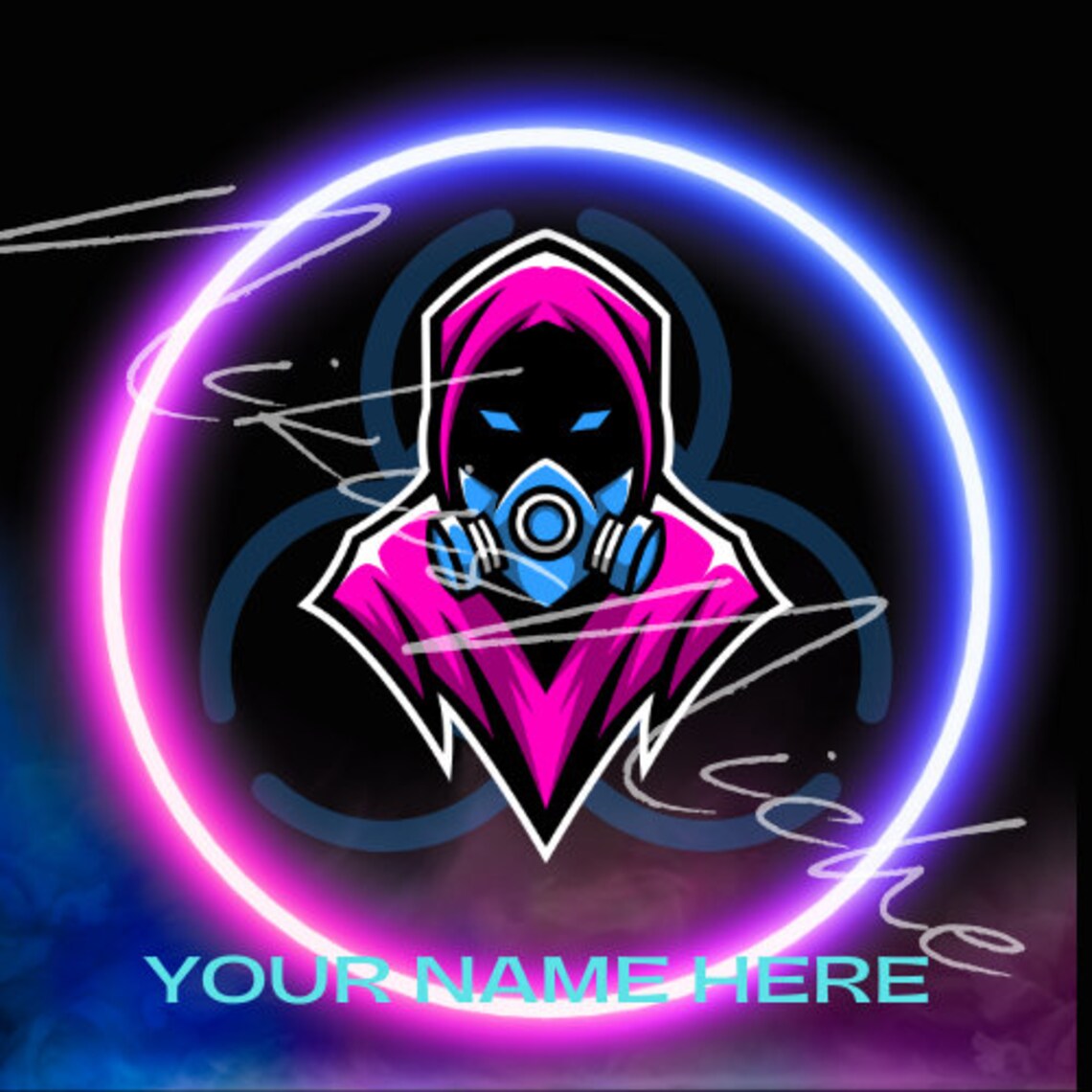 Blue and Pink Toxic Gaming Logo Etsy.de