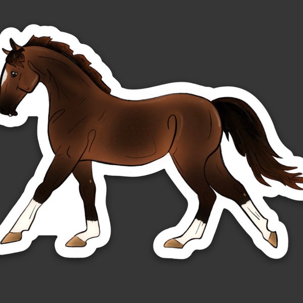 Horse Die-Cut Sticker | Cantering Bay Warmblood