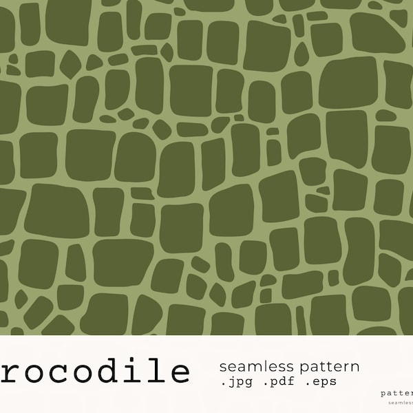 Modèle sans couture de crocodile | pdf CMJN, jpg RVB, eps | Impression d'alligator de reptile, safari, art répétant à l'infini, conception de papier numérique en tissu
