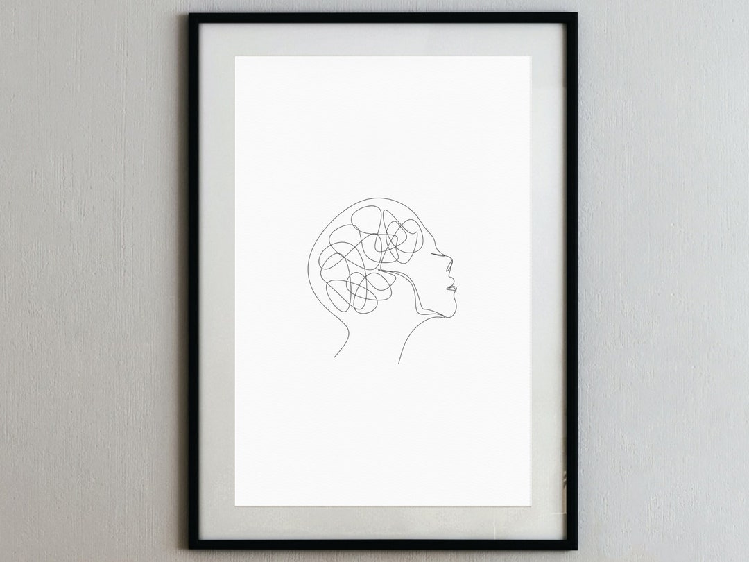Psychology Printable Art Mental Health Business, Minimalistic Line Art, Medical Wall Decor Print ...