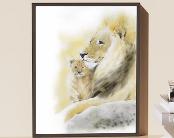 Dad the man the legend the myth the king watercolor, New Dad card, Wall Art, Happy Father's Day, Sweet, Lion watercolor print,  lion decor