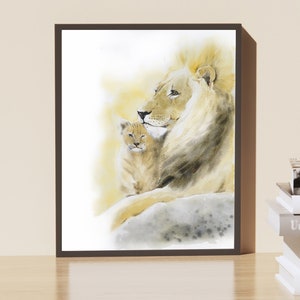 Pai, o homem, a lenda, o mito, o rei, aquarela, cartão de novo pai, arte de parede, feliz dia dos pais, doce, impressão em aquarela de leão, decoração de leão