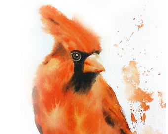 Christmas decor, Watercolor Art, Watercolor Print, Winter decoration, Cardinal Portrait, Cardinal Art, Cardinal Decor, Red Bird