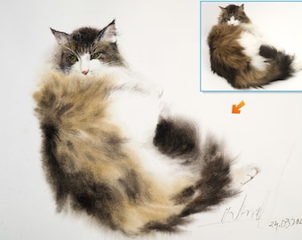 Pet Portrait Custom and Personalized, Custom original watercolor pet portraits, Custom cat portrait Custom pet portrait