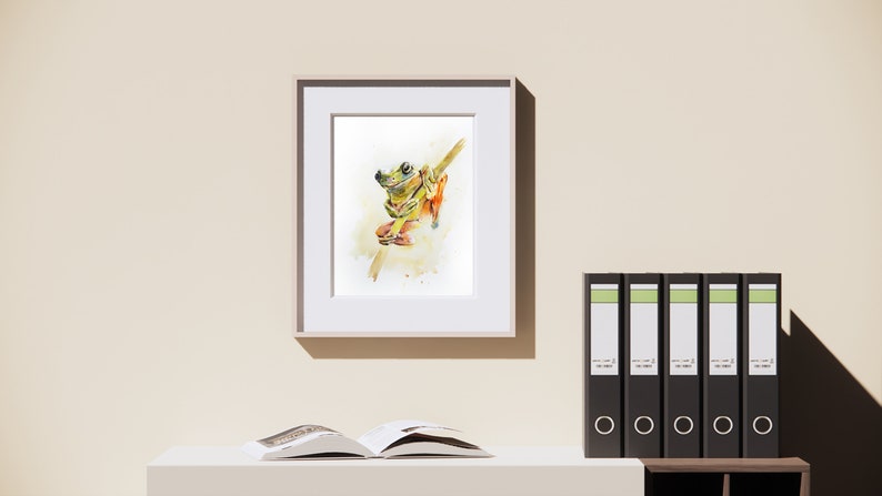Tree Frog - Watercolor Print, Tree Frog Painting, Kids Room Decor, Green Frog, Wall Art, Fine Art Print, Nature Collection, Frog Art image 3