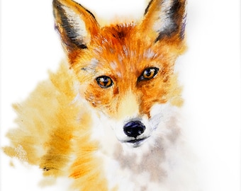 Fox watercolor painting prin, illustration, home decor, Nursery, Wildlife, Wall art, Watercolor print, Home decor, Animal art, Fox decor