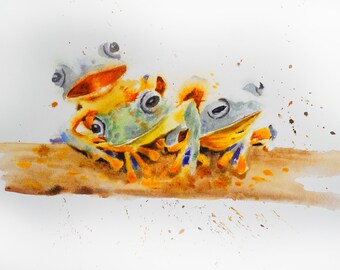 Tree Frog, Watercolor Print, Tree Frog Painting, Kids Room Decor, Wall Art, Fine Art Print, Nature Collection, Cute frog, Ideal Gift