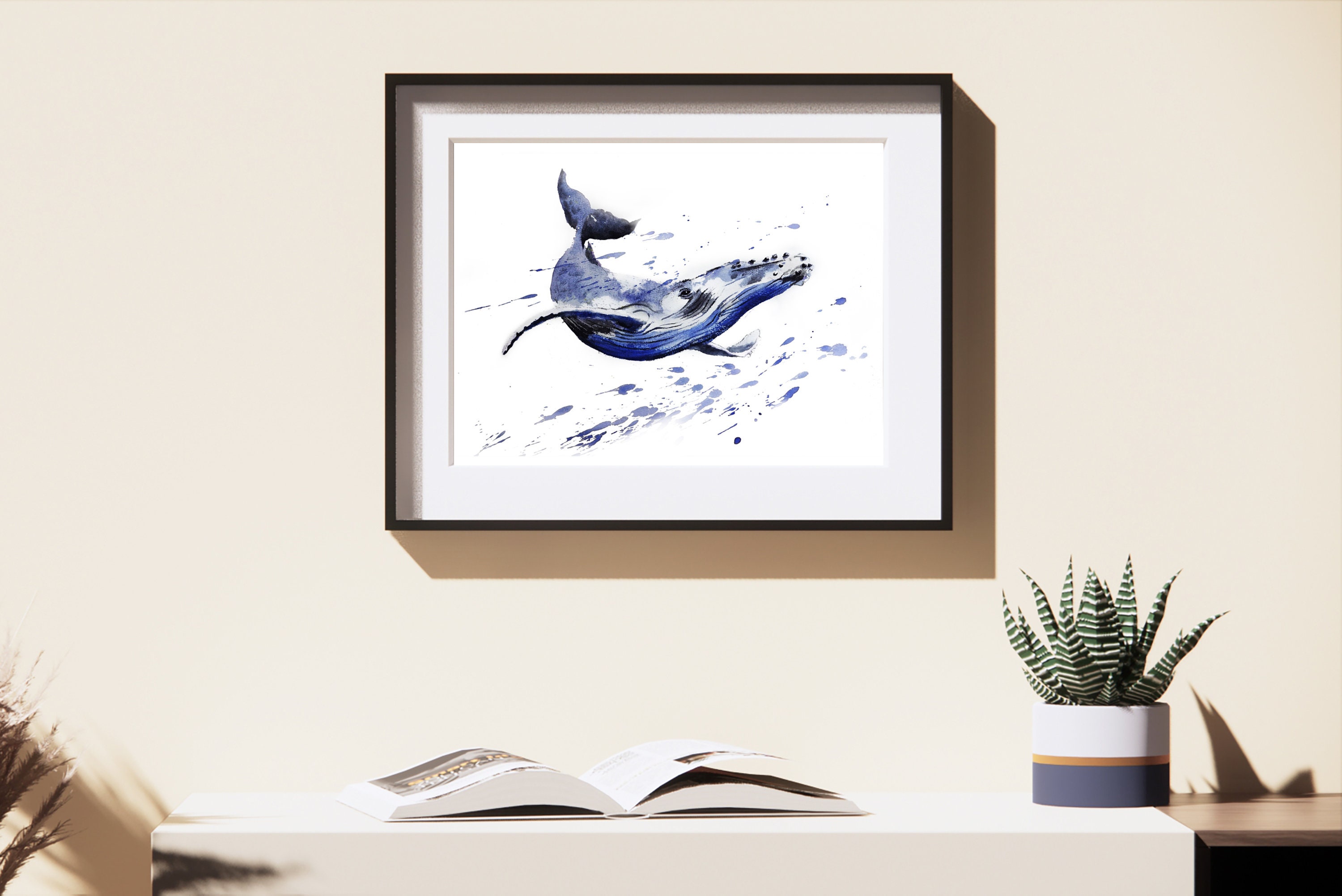 Whale Painting Humpback Whale Watercolor Painting Whale - Etsy
