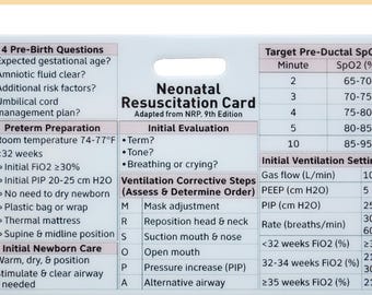 9th edition NRP - Neonatal Resuscitation Card - RN - nicu nurse - NNP - quick badge resource