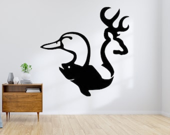 Duck Deer Fish monogram, Hunting camp wall decor, Outdoorsman gift customizable metal wall art, Camp wall decor, Outdoors monogram logo,