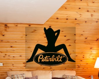 Arte de parede com logotipo de equipamento Peterbilt, monograma, decoração de parede Peterbilt, empresa de transporte rodoviário, placa de caminhoneiro de metal personalizada, motorista de caminhão, caminhoneiro