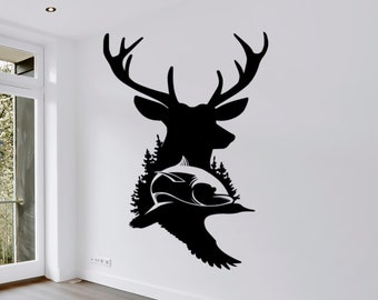 Deer Fish Duck monogram, Hunters gift, Outdoorsman custom metal wall art, Hunting camp wall decor, Fisherman gift, Custom Metal art